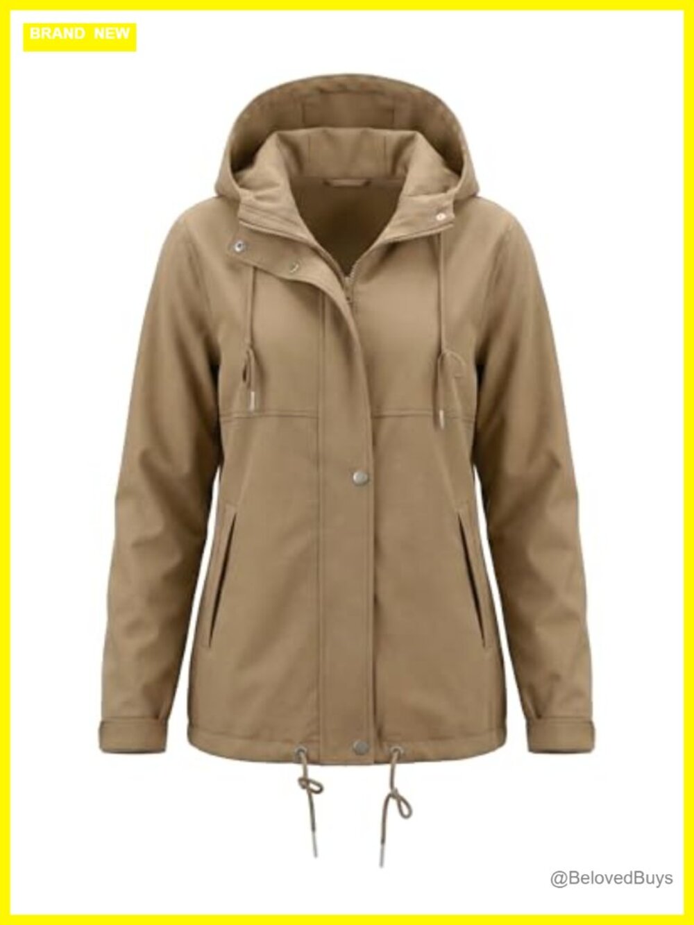 Waterproof Rain Jacket Women Lightweight Drawstring Zip Hood